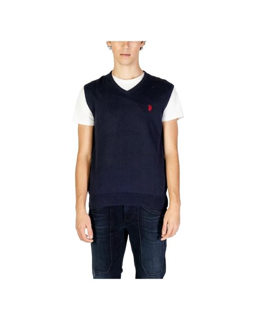 U.S. POLO ASSN. Blue Sleeveless Jumpers for men