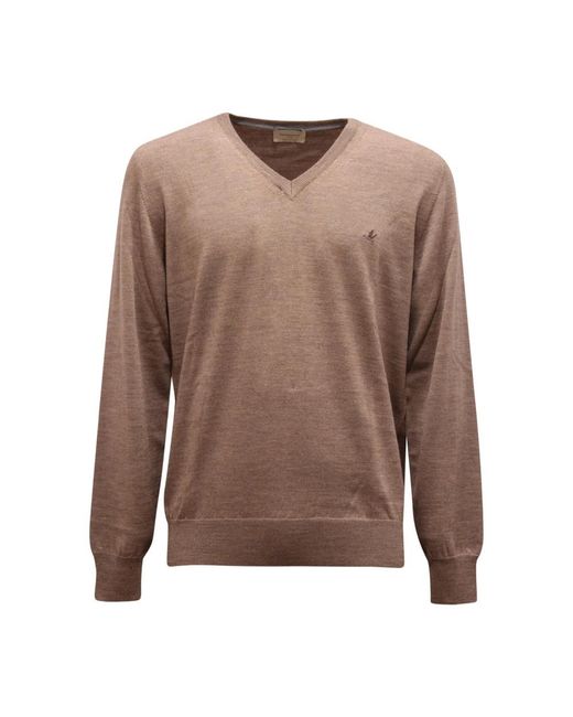 Brooksfield Brown V-Neck Knitwear for men