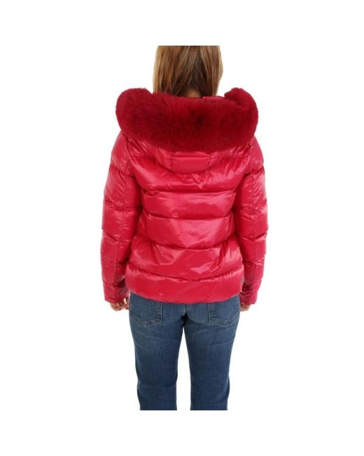 Colmar Jassen ,Rood ,Leer Down Jacket in het Red