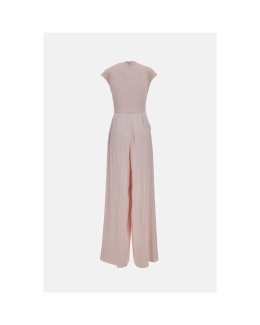 Max Mara Jumpsuits & Playsuits ,Roze ,Leer Tuta Smanicata Con Pantalone Ampio in het Pink