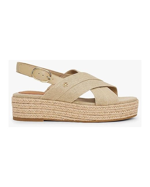 Flat Sandals di Tommy Hilfiger in Natural