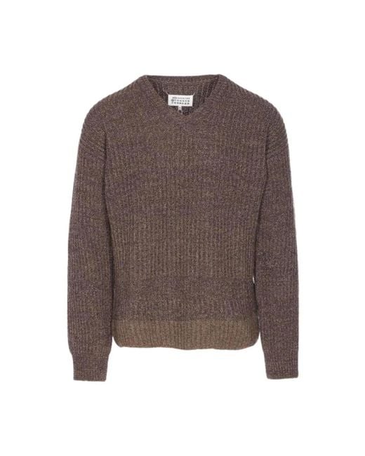 Maison Margiela Brown V-Neck Knitwear for men