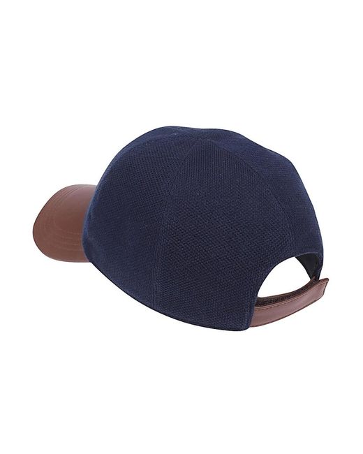 Eleventy Leder Visor Hat in Blue für Herren