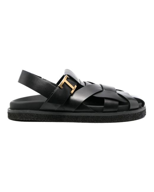 Tod's Black Flat Sandals