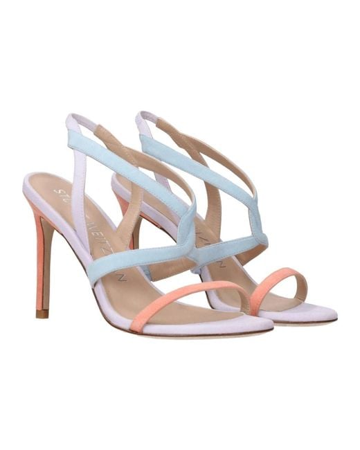 Stuart Weitzman Pink Bunte Leder Sandale Hoher Absatz