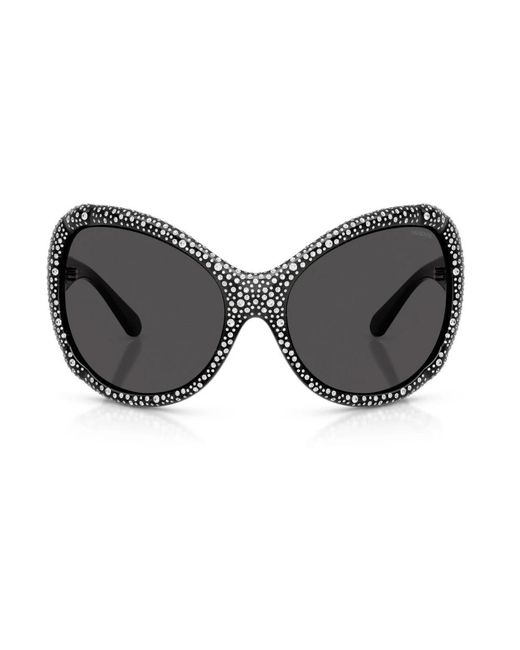 Swarovski Oversized Cat-Eye Zonnebril in het Black