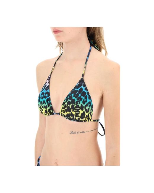 Ganni Green Leopardendruck bikini-oberteil im dreieck