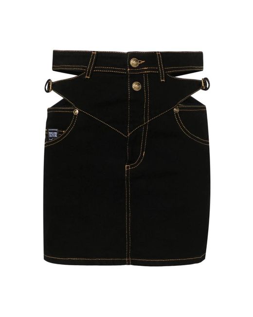 Versace Black Denim Skirts