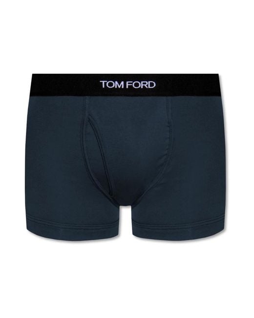 Tom Ford Ondergoed ,Blauw ,Katoen Boxers Met Logo in het Blue voor heren