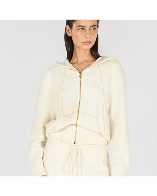 Roberto Cavalli Hoodies & Sweatvesten ,Wol Gebreide Zip-Up Hoodie Met Slagtand Rits in het White