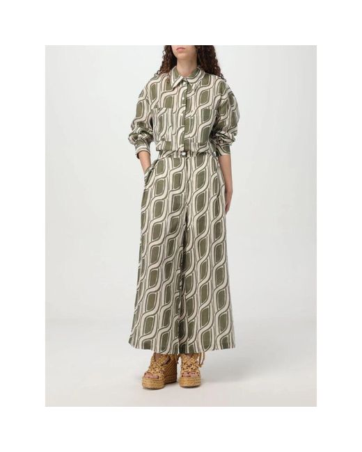 Liu Jo Metallic Elegante Grüne Button-Up Bluse