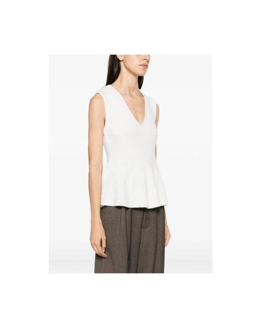 Lisa Yang White Sleeveless Tops