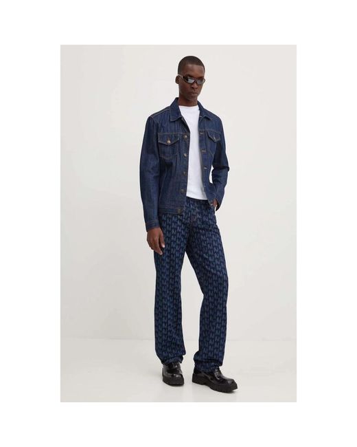 MSGM Monogram-Print Baumwolljeans in Blue für Herren