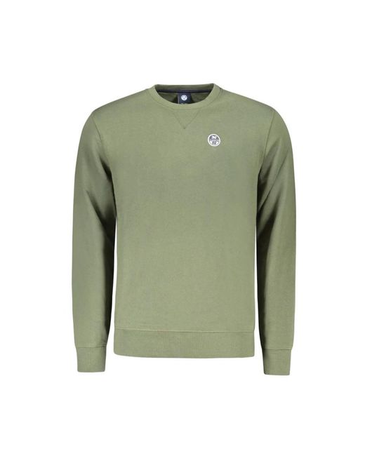North Sails Hoodies & Sweatvesten ,Groen ,Katoen Groene Katoenen Sweatshirt Met Applique Logo in het Green voor heren