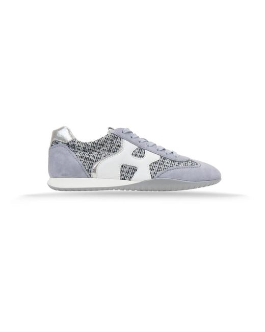Hogan Schoenen ,Grijs ,Suède Glitter Sneakers Met Suède Details in het Gray