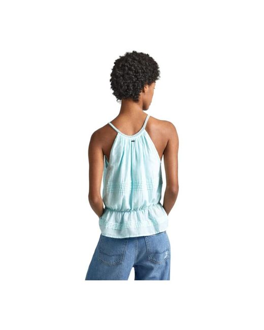 Pepe Jeans Blue Sleeveless Tops