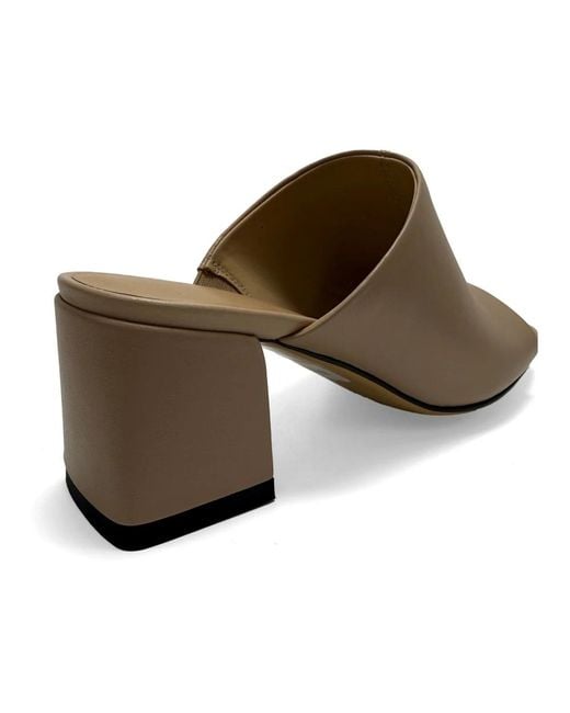 Linda Baumann Brown Heeled Mules