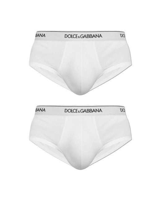 Dolce & Gabbana Set Aus Zwei Slips Mit Logo-Bund in White für Herren