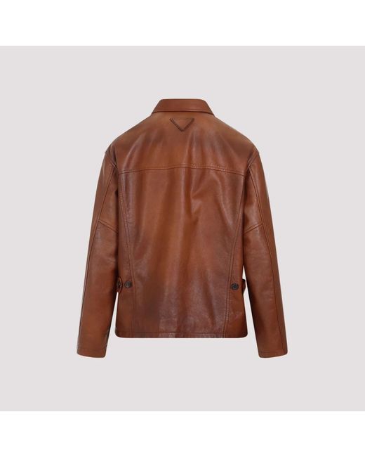 Prada Brown Leather Jackets