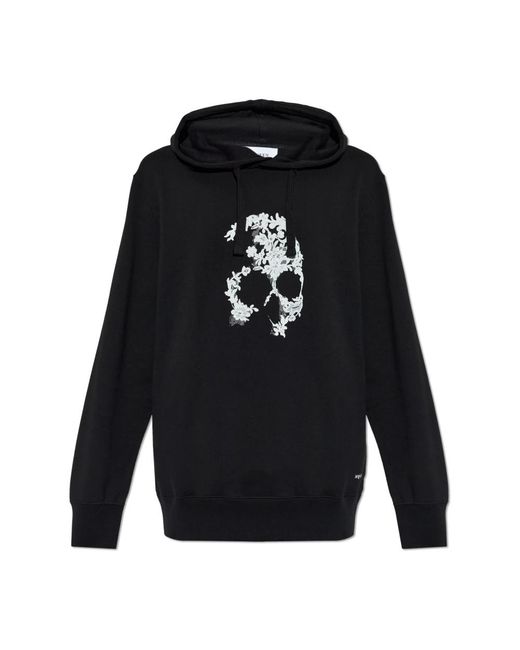 McQueen Hoodies & Sweatvesten ,Zwart ,Katoen Sweatshirt Met Een Opvallend Schedelmotief in het Blue voor heren