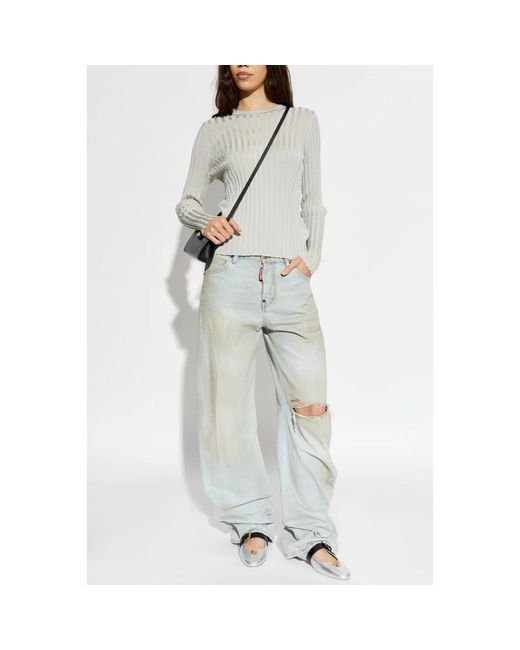 Round-Neck Knitwear Versace en coloris Gray