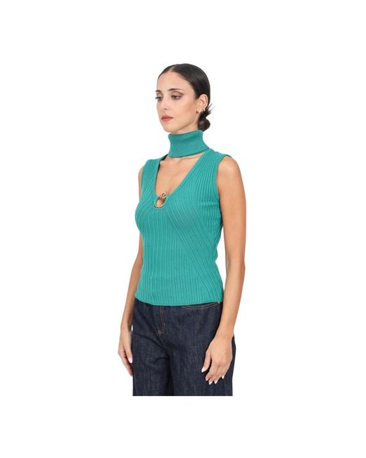 Just Cavalli Truien & Vesten ,Groen ,Polyester Groene Coltrui Met Uitgesneden Detail in het Green