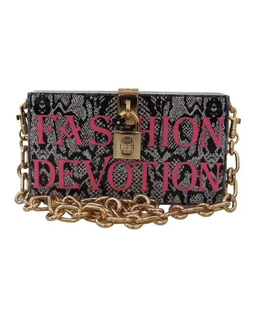 Dolce & Gabbana Red Graue harz box clutch mit gold details