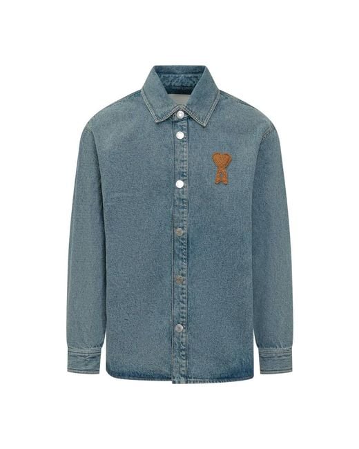 AMI Blue Denim Jackets for men
