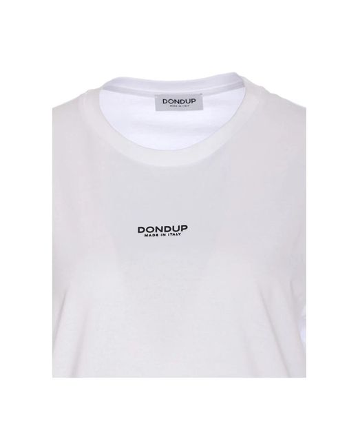 Dondup Tops ,Wit ,Katoen Regular-Fit T-Shirt Met Ronde Hals Van Jersey in het White