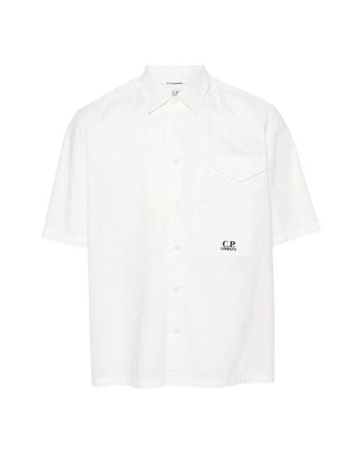 C P Company Weiße baumwoll-popeline-hemd in White für Herren