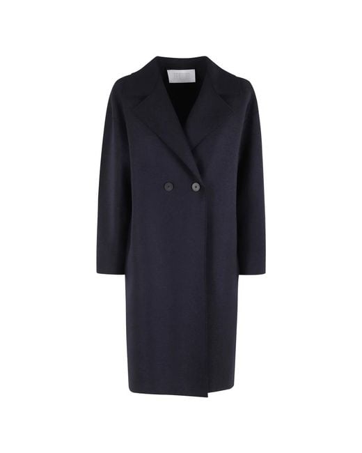 Harris Wharf London Blue Double-Breasted Coats