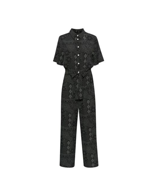 Part Two Black Schwarz Gepunkteter Jumpsuit