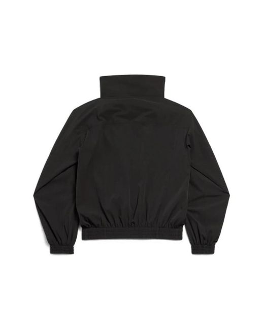 Balenciaga Jassen ,Zwart ,Sportjack Met Hoge Kraag En Icon Borduursel in het Black