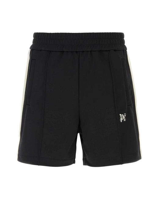 Palm Angels Schwarze bermuda-shorts aus polyester,monogram trackshorts mit besticktem logo,casual shorts in Black für Herren