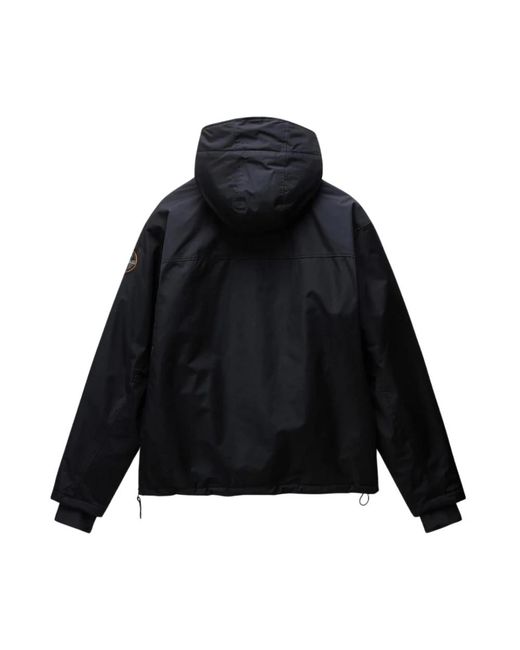 Napapijri Jassen ,Zwart ,Polyester Zwarte Rainforest Anorak Met Dubbele Rits in het Black voor heren