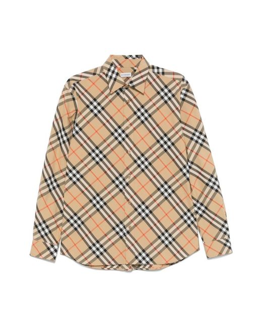 Burberry Overhemden Overhemd Met Spreidkraag in het Natural voor heren