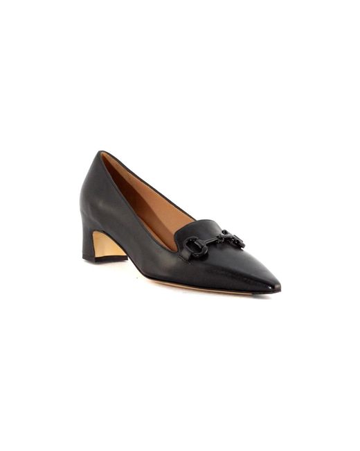 Mara Bini Black Schwarze Lederpumps Mit Vorderer Schnalle