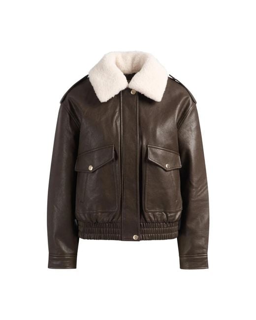 Michael Kors Jassen ,Bruin ,Jas Met Imitatiebont En Shearling Afwerking in het Brown