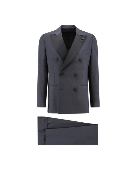 Lardini Blue Double Breasted Suits for men