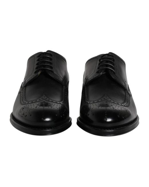 Dolce & Gabbana Zwarte Leren Wingtip Formele Schoenen in het Black voor heren