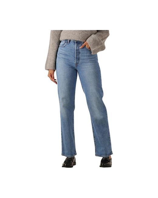 Levi's Jeans ,Blauw ,Katoen Ribcage Full Length Jeans in het Blue