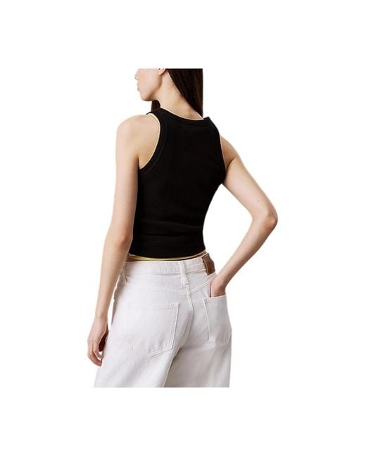 Calvin Klein Black Sleeveless Tops