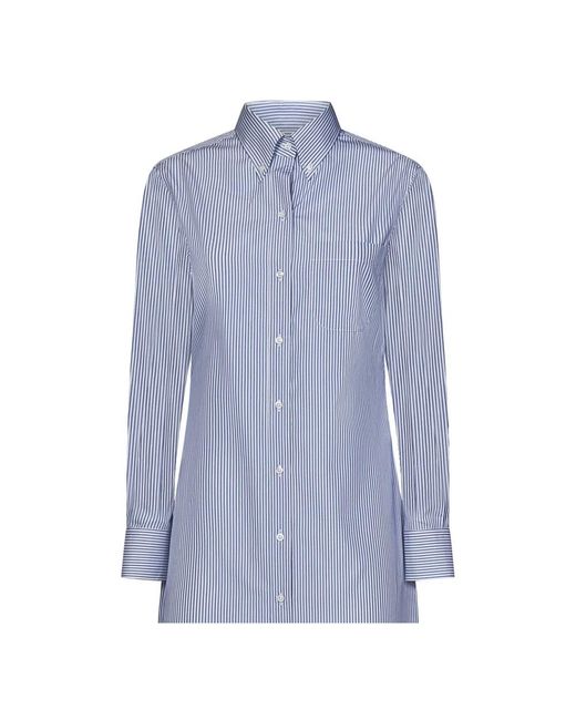 Thom Browne Blue Blau gestreiftes baumwoll-popeline-hemd-kleid