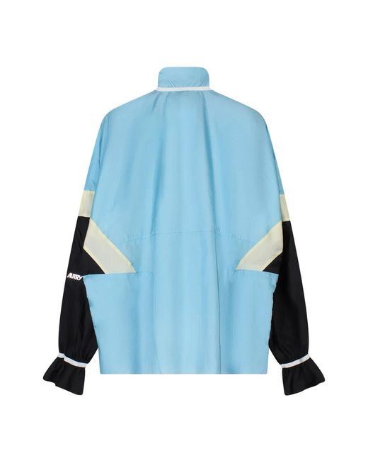 Autry Jassen ,Blauw ,Nylon Blauwe Nylon Ritsjas Oversize Fit in het Blue