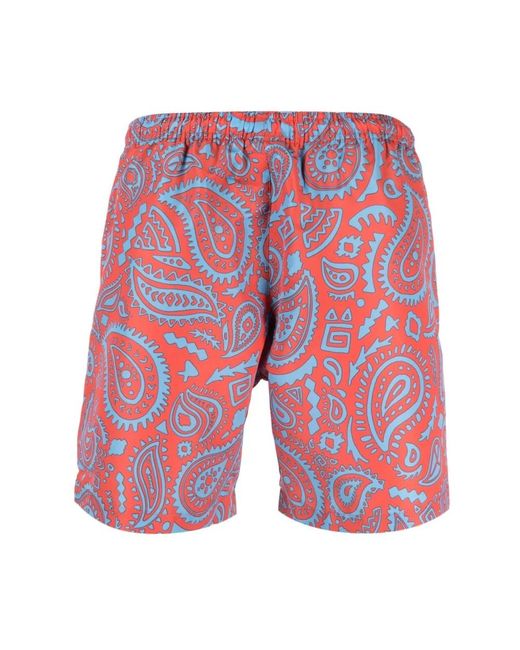 Marcelo Burlon Red Paisley Swimming Shorts for men