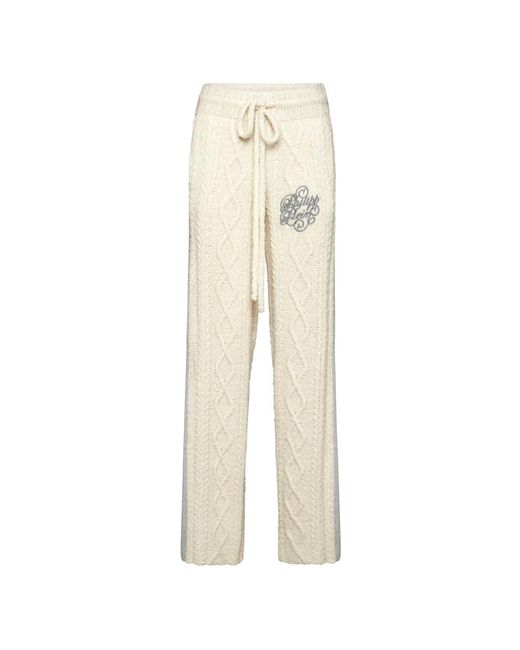 Philipp Plein Broeken ,Wol Knit Straight Joggers Signature in het Natural