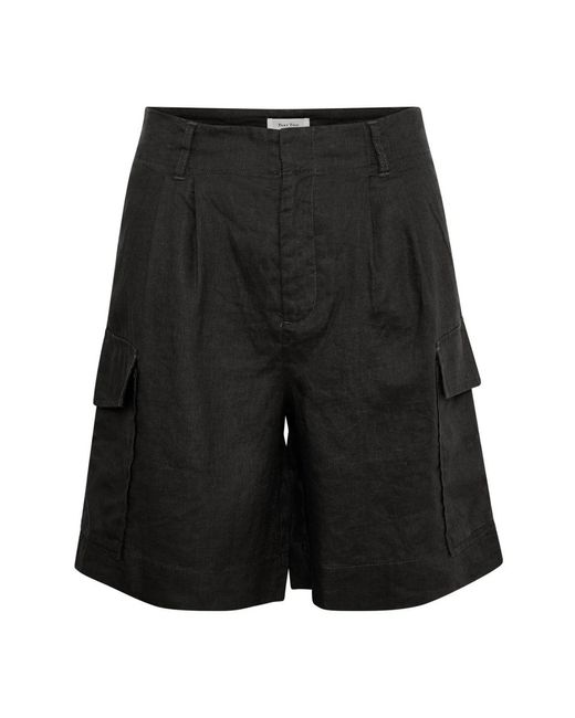 Pantalones cortos de lino negro inspirados en el cargo Part Two de color Black