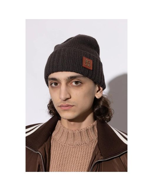 DSquared² Accessoires ,Bruin ,Logo Patch Beanie in het Black voor heren