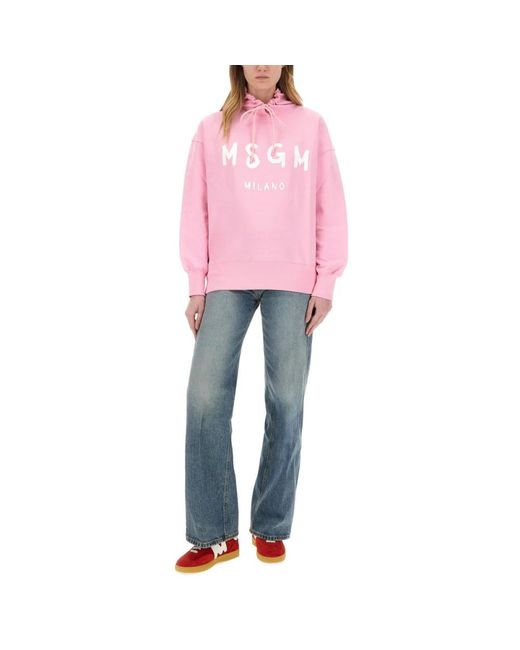 MSGM Logo-Print Hoodie in het Pink