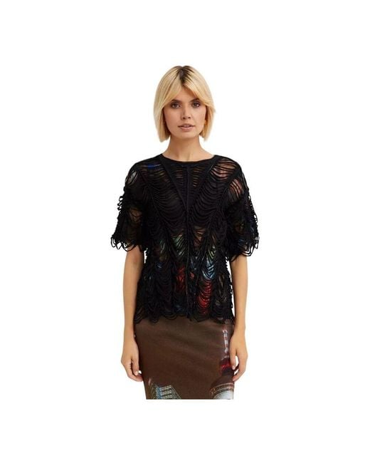 Jean Paul Gaultier Black Stadt print doppellagiges t-shirt